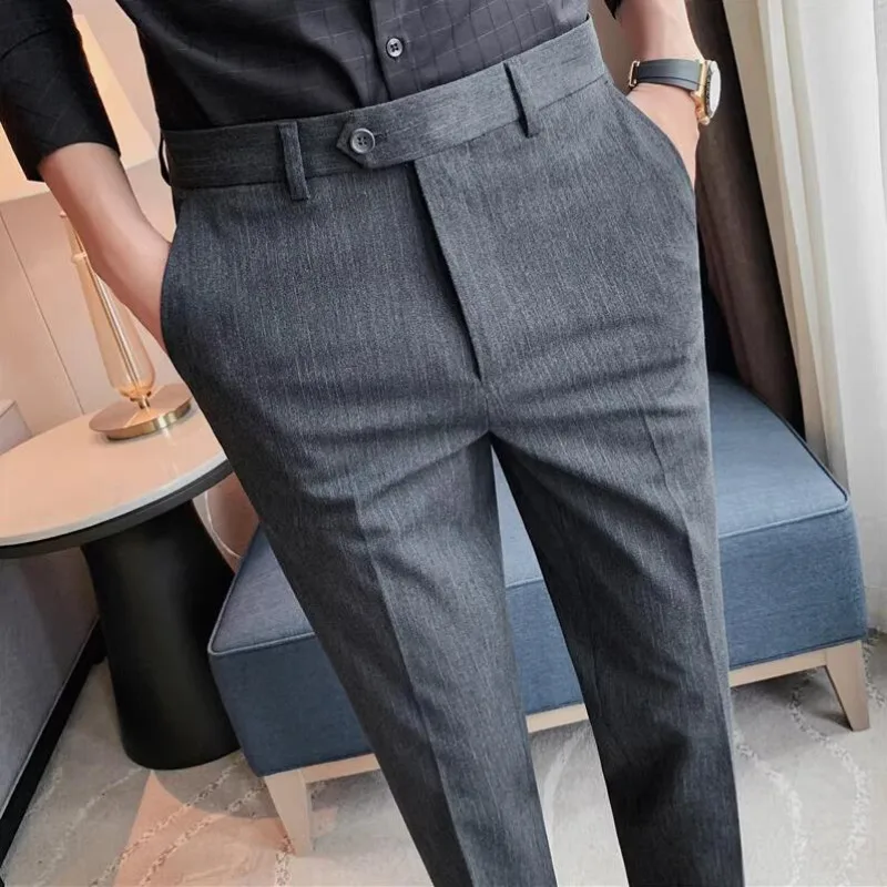 Men Formal Wear Dress - Boutique สวมใส่อย่างเป็นทางการชุดกางเกงผู้ชายลายชุดแต่งงานกางเกงคุณภาพสูงชายสไตล์อังกฤษ Slim ชุดสูทธุรกิจกางเกง 42