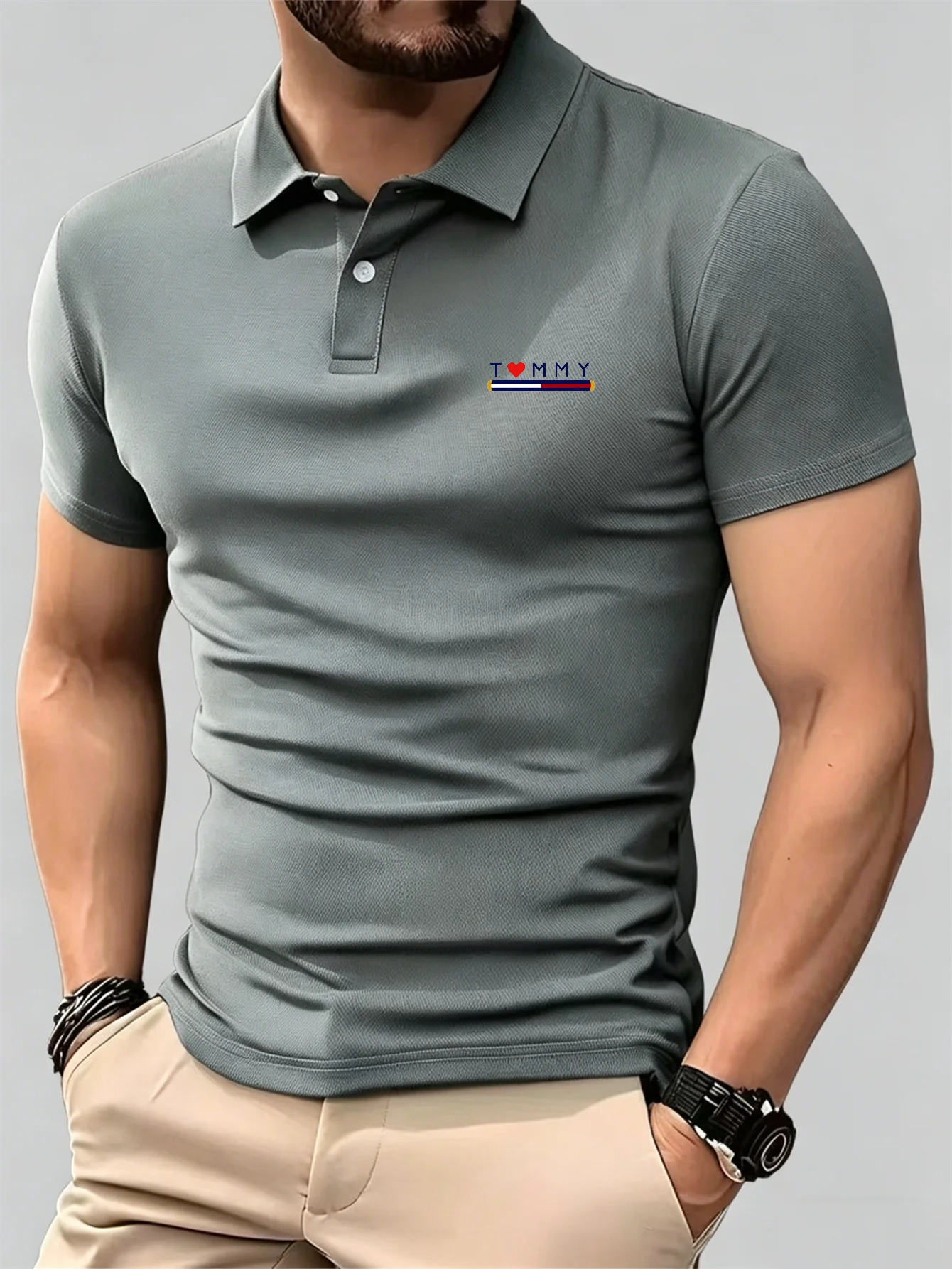 Young Men Formal Wear - ใหม่เสื้อโปโลแขนสั้นระบายอากาศได้ดีสำหรับผู้ชายลำลองทุกวันสำนักงานธุรกิจฤดูร้อนกลางแจ้งสบายอเนกประสงค์