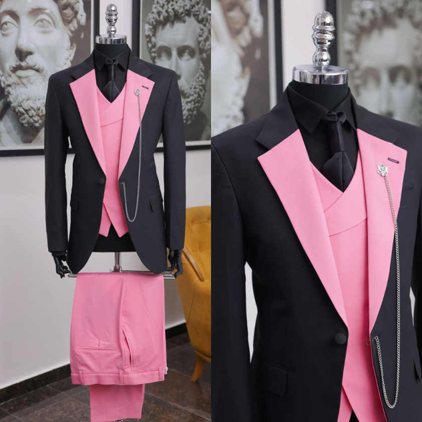 Men Formal Wear Shop - ชุดทักซิโด้สีดำสุดหรูสำหรับผู้ชาย ปกแบบ Shawl Lapel ชุดสามชิ้น สำหรับงานแต่งงาน