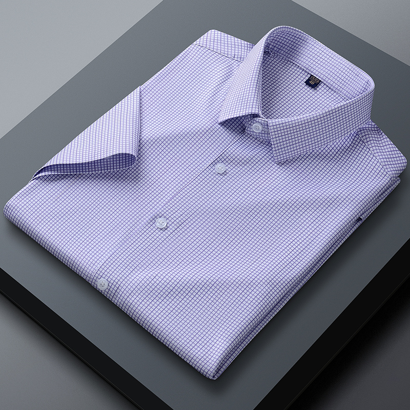 Men Formal Wear Shop - เสื้อเชิ้ตผู้ชายแขนสั้นระบายอากาศสบายๆแนวธุรกิจเข้ารูปแบบลำลอง