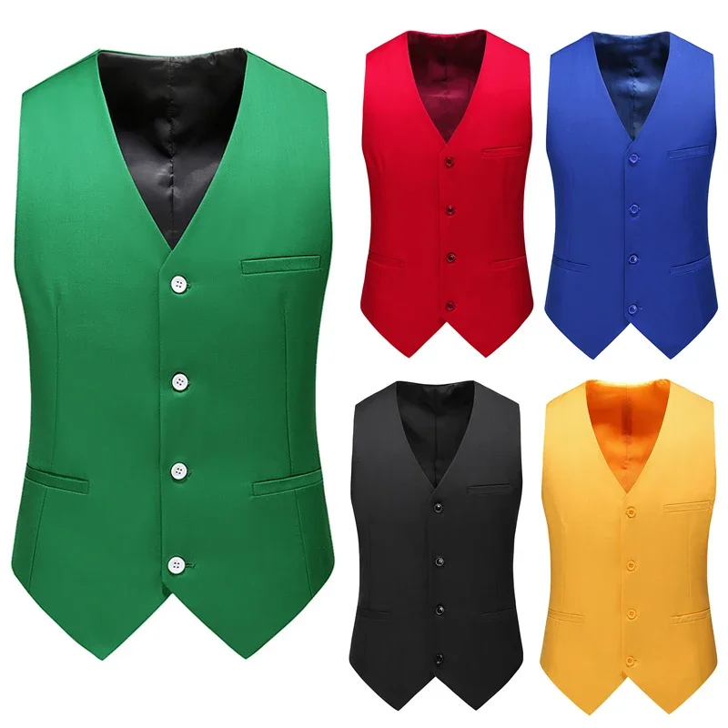 Young Men Formal Wear - 17 สีบูติกแฟชั่นสบายๆสีทึบเสื้อกั๊กผู้ชาย SLIM FIT อย่างเป็นทางการสํานักงานธุรกิจเสื้อกั๊ก PLUS