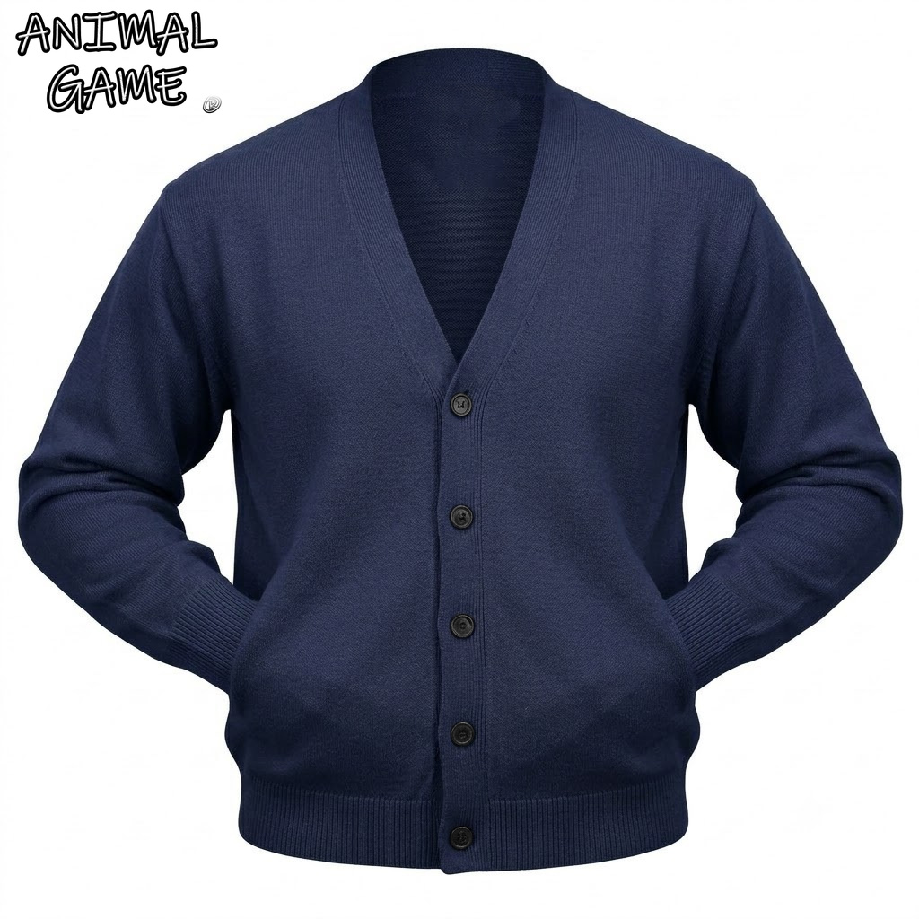 Men Formal Wear Coat - เสื้อคาร์ดิแกนผู้ชายแขนยาวลำลองสำหรับฤดูใบไม้ร่วง แบบติดกระดุม คอวี คลาสสิก เนื้อผ้านุ่ม น้ำหนักเบา