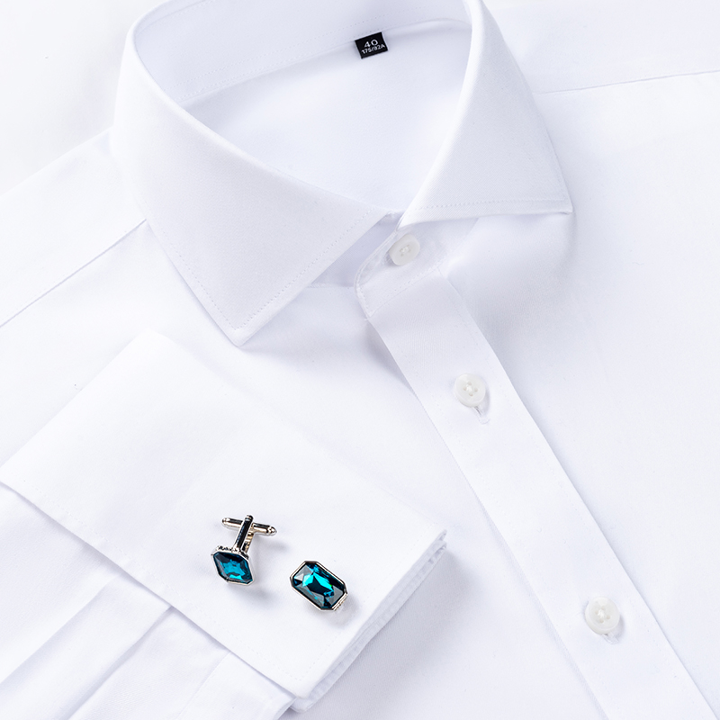 High End Men'S Formal Wear - เสื้อเชิ้ตผู้ชายแขนยาวคอปกแบบฝรั่งเศส ผ้าฝ้าย 100% เกรดพรีเมียม 200 เส้นด้าย