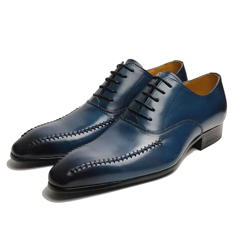 Men'S Formal Wear For Office - รองเท้าหนังแท้ผู้ชายระดับไฮเอนด์ ดีไซน์หัวแหลม เย็บมือ แฟชั่นทันสมัย สไตล์อ็อกซ์ฟอร์ด สำหรับใส่ทำงานหรือโอกาสทางการ