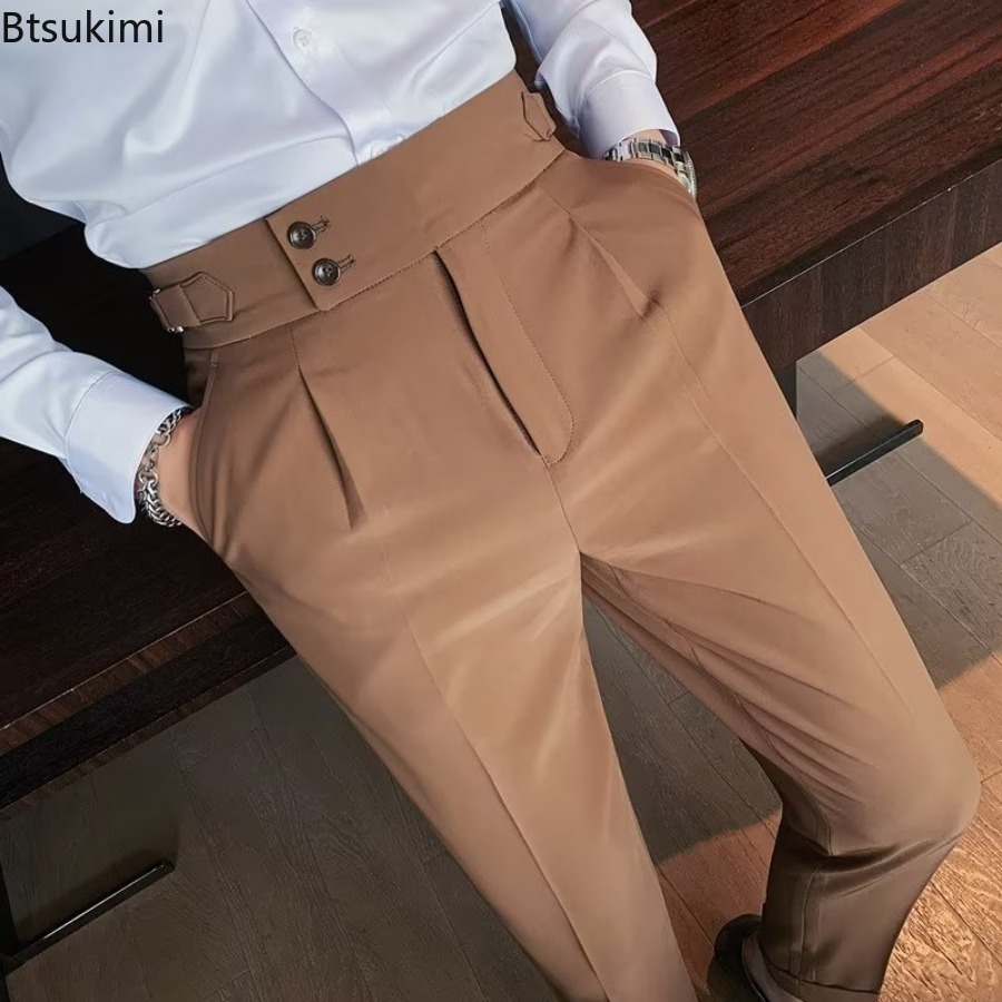 Men Formal Wear Set - กางเกงสูทสีพื้นสำหรับผู้ชาย รุ่นใหม่ ปี 2026 ทรงคลาสสิก กระดุมเดี่ยว