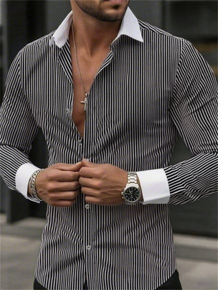เสื้อเชิ้ตแขนยาวปกทางการลายทาง - Men Formal Wear Shop บทวิจารณ์และราคา