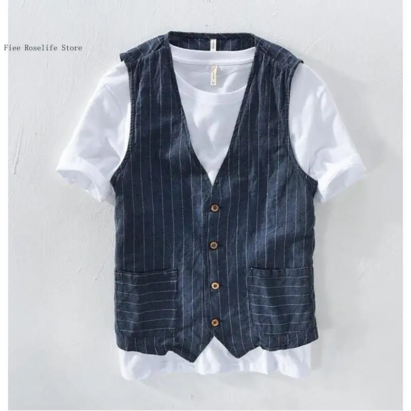 เสื้อกั๊กผ้าลินินสไตล์ลำลองแบบ - Men Formal Wear For Summer บทวิจารณ์และราคา