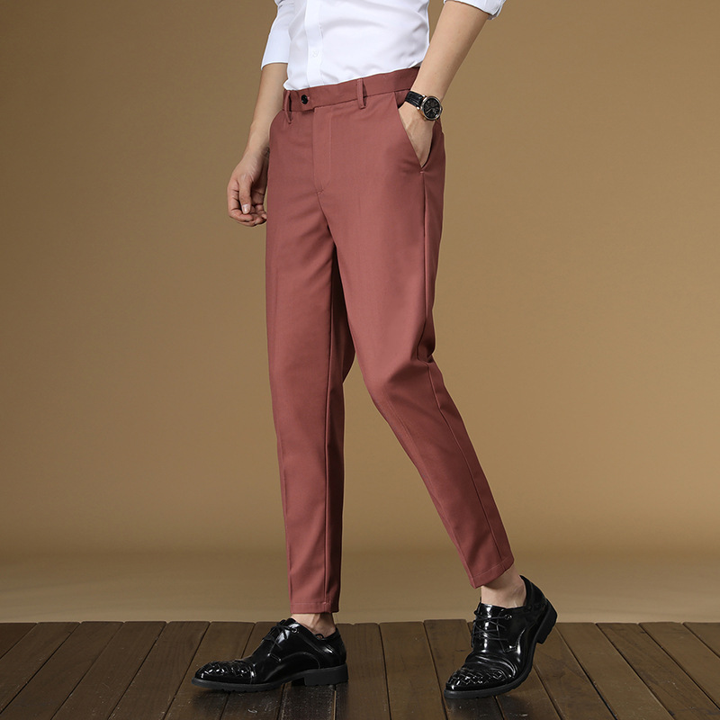 ฤดูร้อนกางเกงผู้ชายสีแดงสีดําส - Men'S Formal Wear For Office บทวิจารณ์และราคา