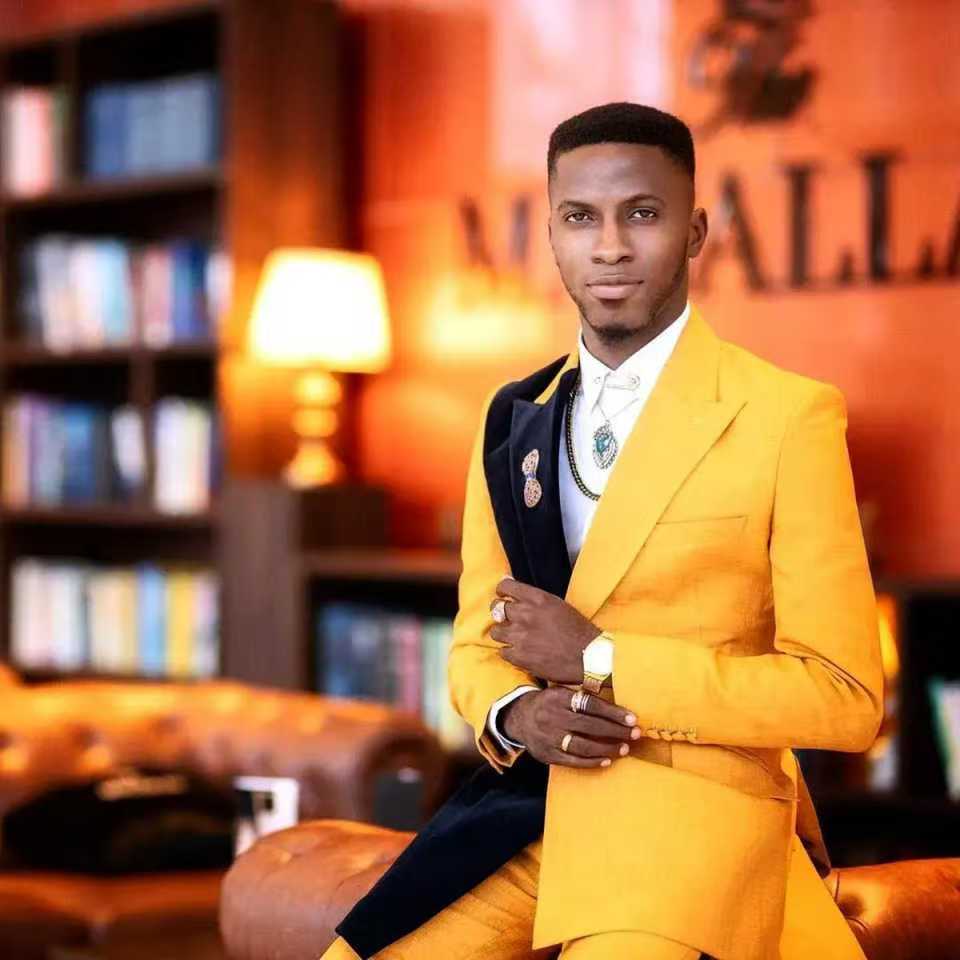 สีดําสีเหลืองผู้ชายชุด 2 ชิ้นเ - Formal Wear For Men Yellow บทวิจารณ์และราคา