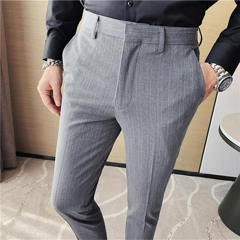 กางเกงสูทลายทางแฟชั่นใหม่ ไซส์ - Men Formal Wear Shop บทวิจารณ์และราคา