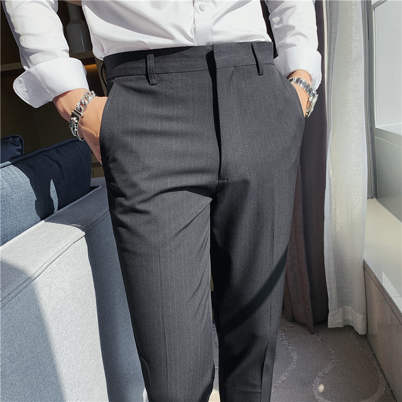 กางเกงสูทลายทางแฟชั่นใหม่ ไซส์ - Men Formal Wear Shop บทวิจารณ์และราคา