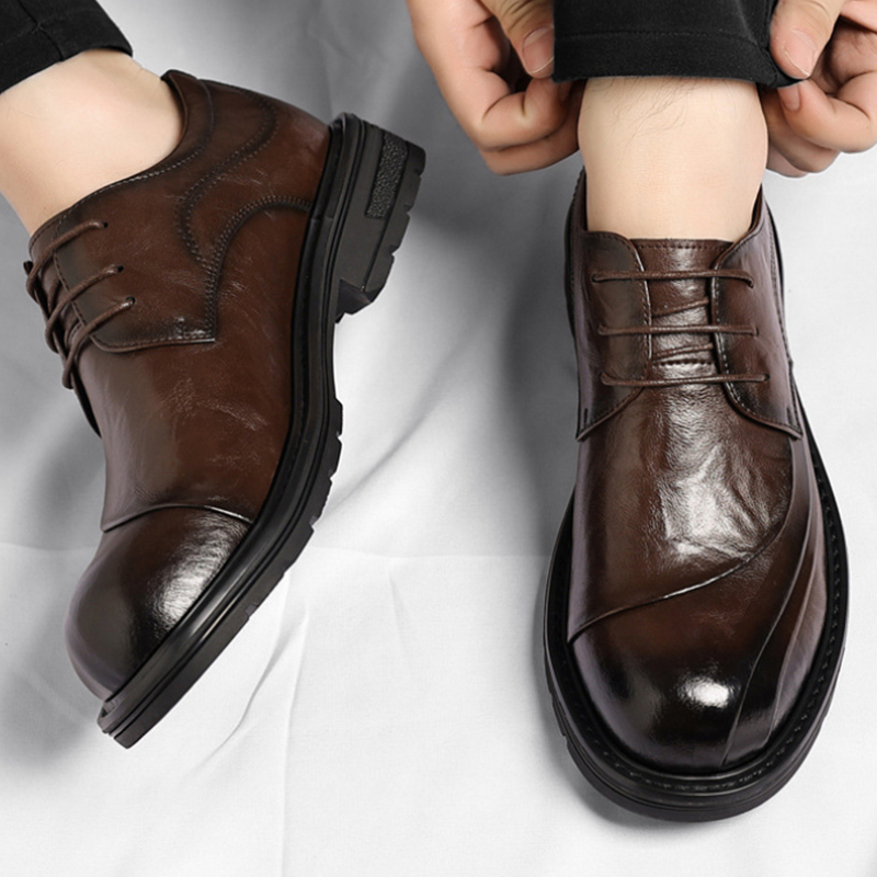 รองเท้าหนังแท้สีน้ำตาลขัดเงา แ - Men'S Formal Wear For Office บทวิจารณ์และราคา