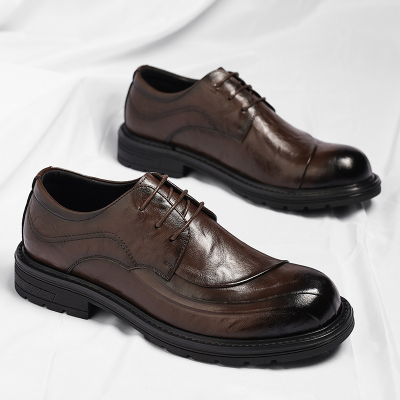 รองเท้าหนังแท้สีน้ำตาลขัดเงา แ - Men'S Formal Wear For Office บทวิจารณ์และราคา