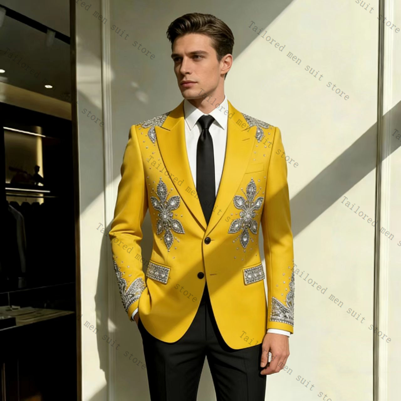 ชุดสูทผู้ชายสีเหลือง 2 ชิ้น ปร - Formal Wear For Men Yellow บทวิจารณ์และราคา