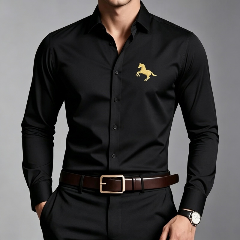 เสื้อเชิ้ตผู้ชายพิมพ์ลายโลโก้ม - Men Formal Wear Shop บทวิจารณ์และราคา