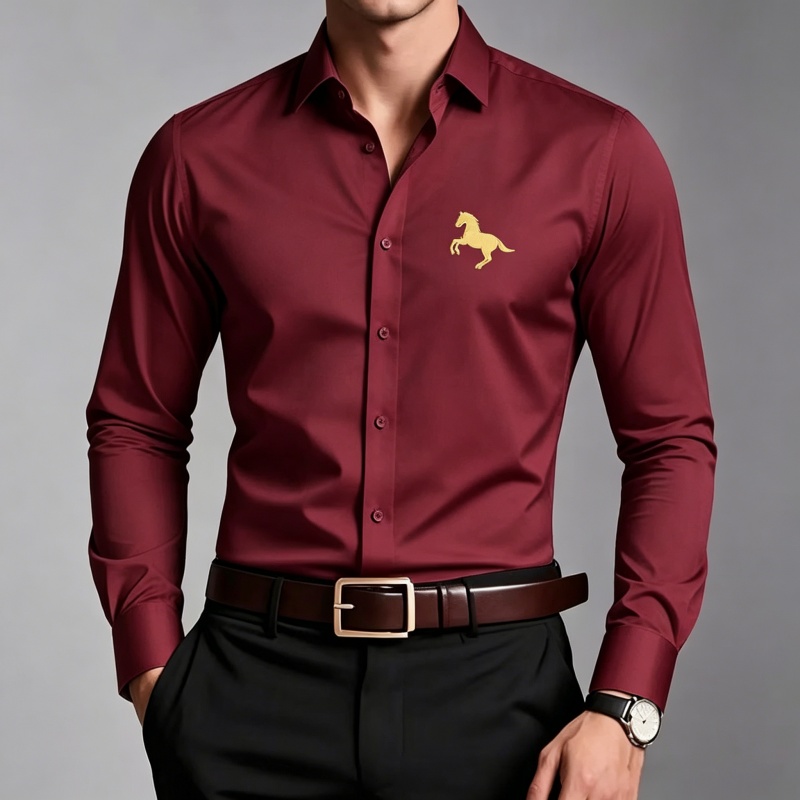 เสื้อเชิ้ตผู้ชายพิมพ์ลายโลโก้ม - Men Formal Wear Shop บทวิจารณ์และราคา