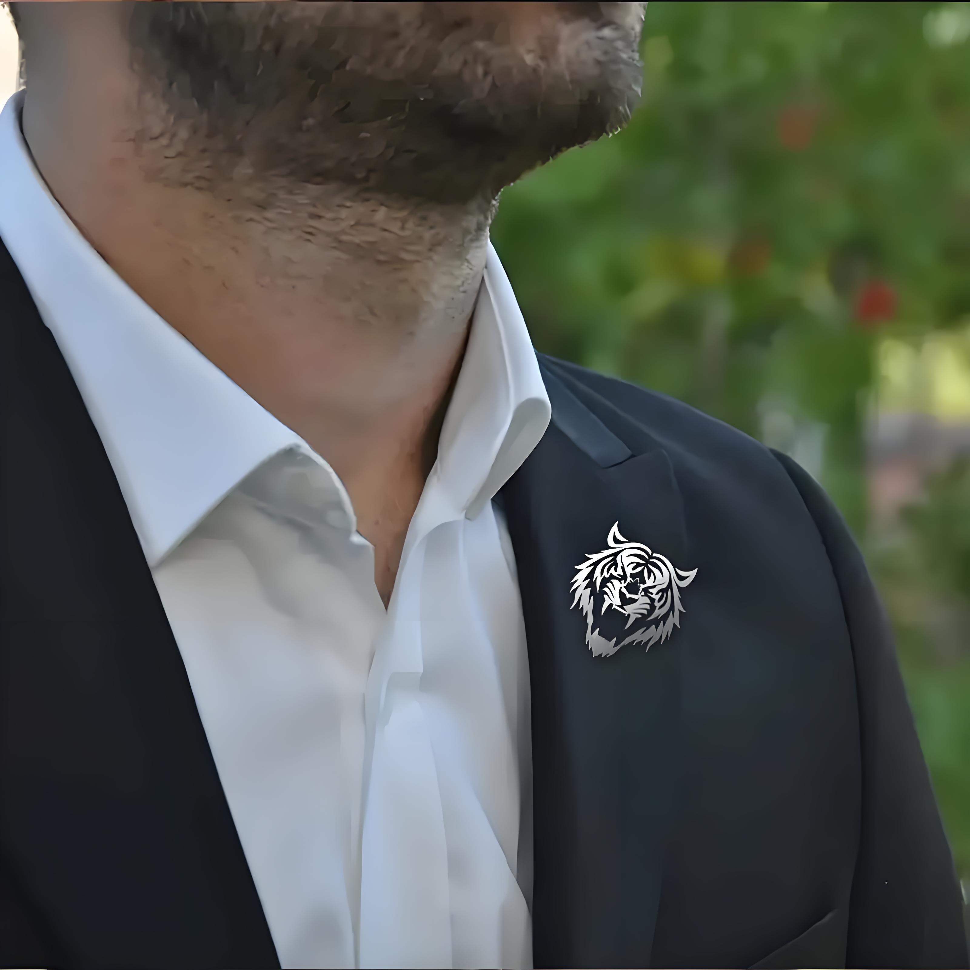 ผู้ชายสแตนเลส Tiger HEAD Lapel - Tuxedo Lapel Pin บทวิจารณ์และราคา
