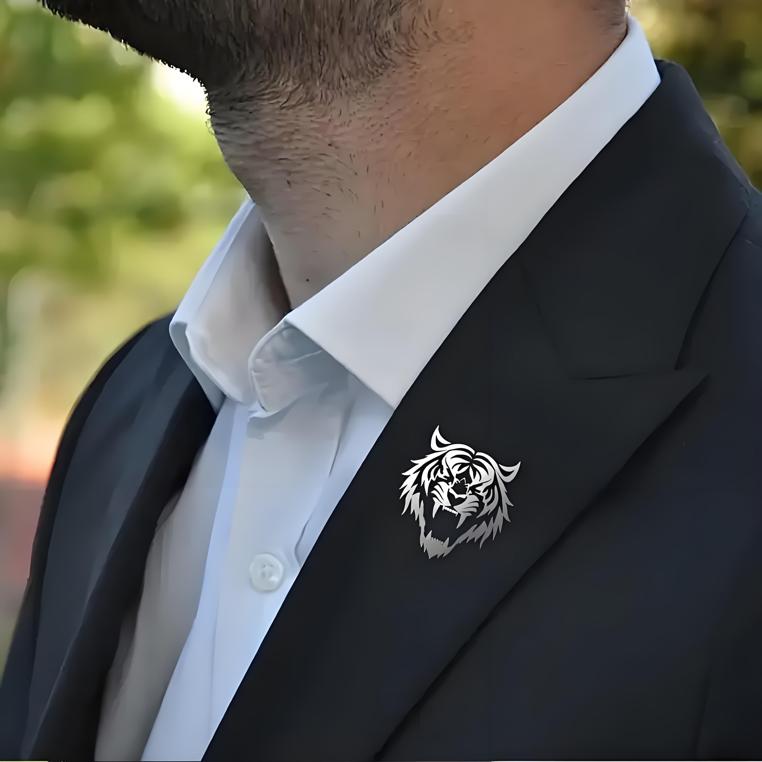 ผู้ชายสแตนเลส Tiger HEAD Lapel - Tuxedo Lapel Pin บทวิจารณ์และราคา