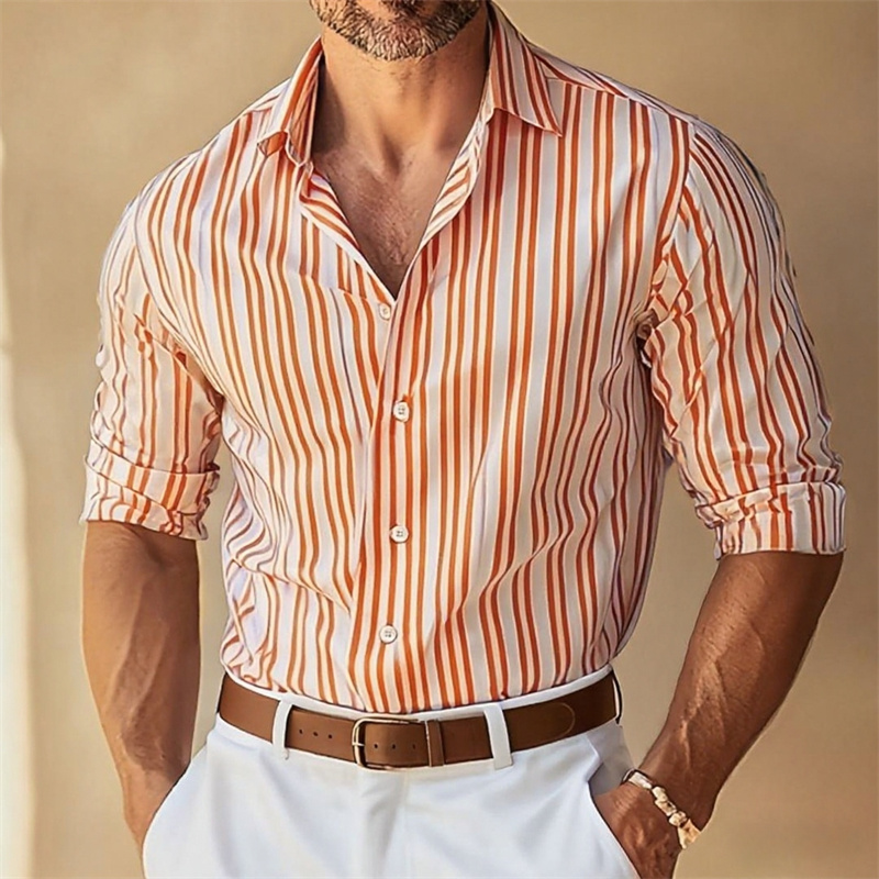 เสื้อเชิ้ตผู้ชายลายทาง คอปกติด - Men Formal Wear Shop บทวิจารณ์และราคา