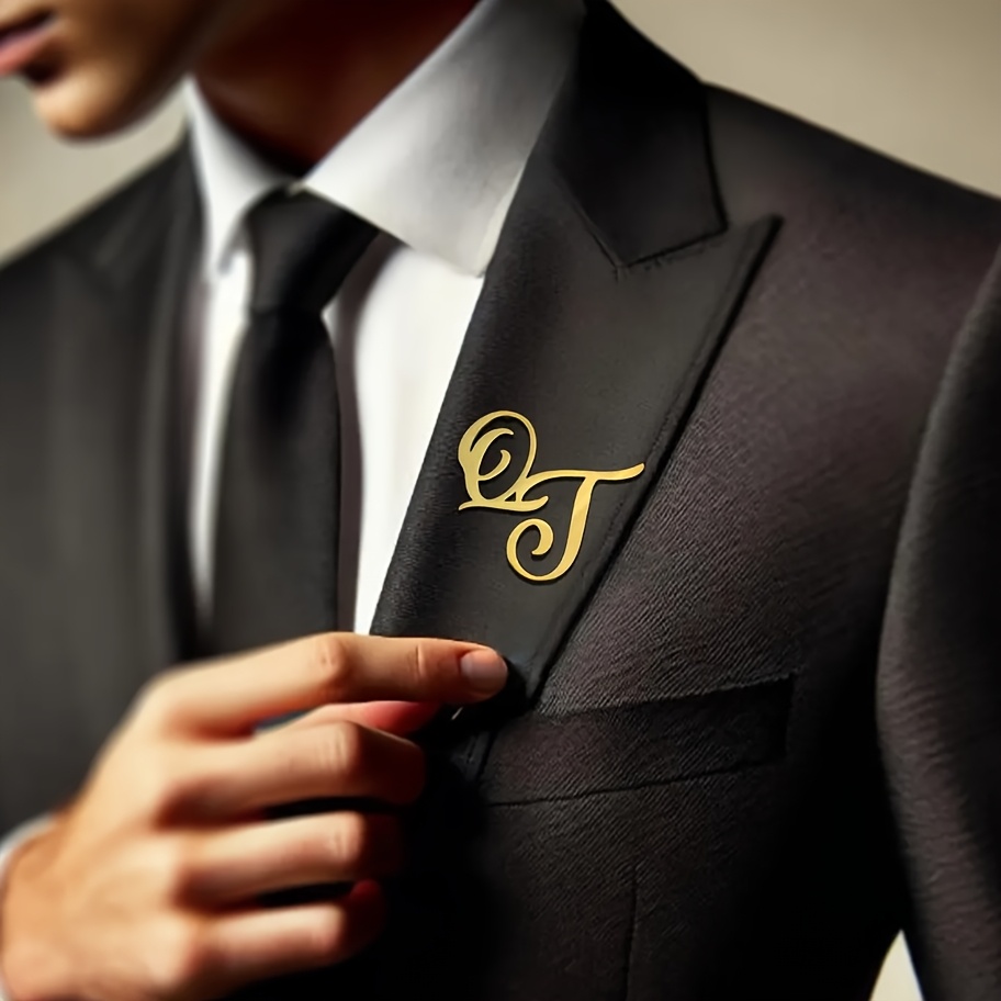Custom Monogramชื่อเริ่มต้นสแต - Tuxedo Lapel Pin บทวิจารณ์และราคา