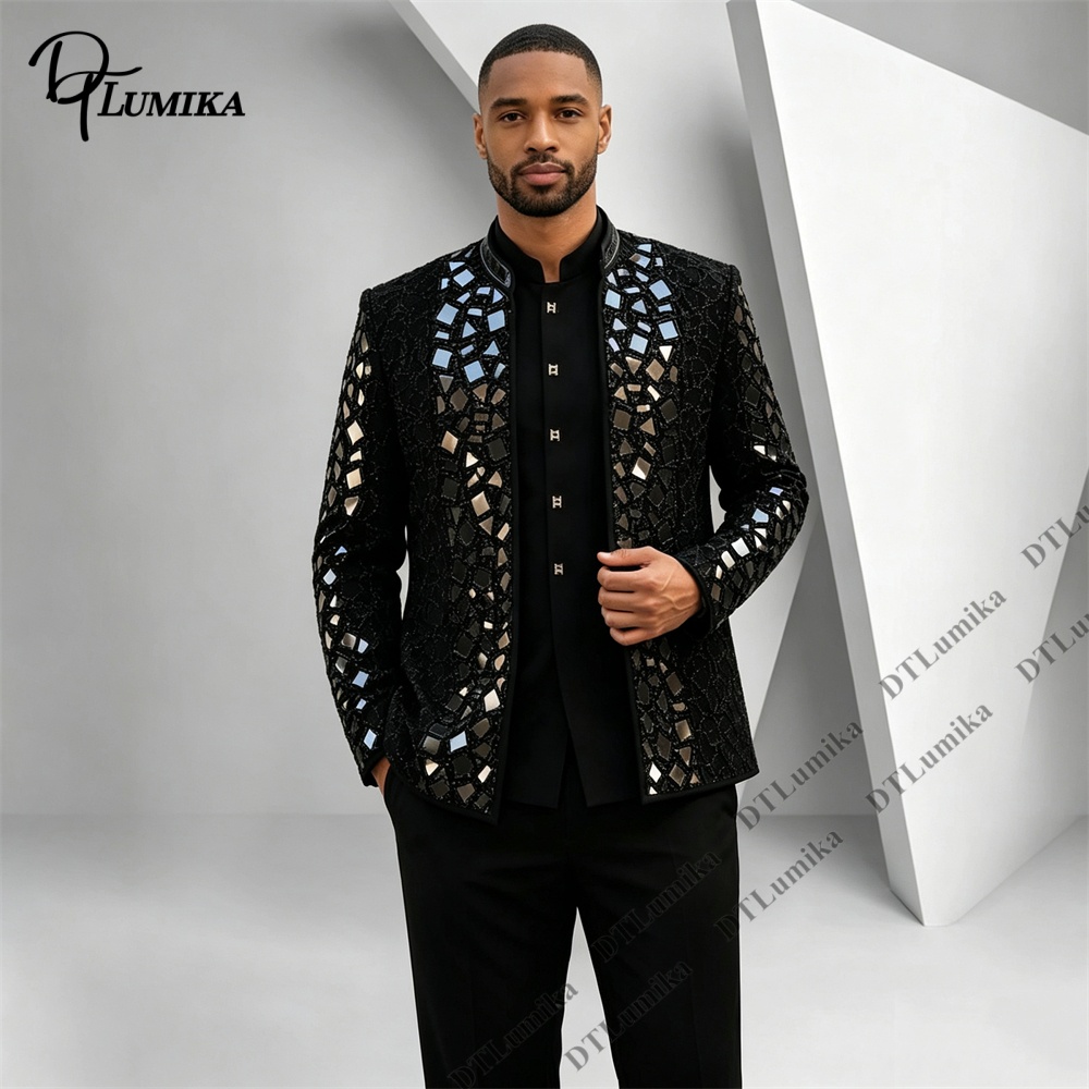 ชุดสูทผู้ชายสีดำคอจีน ประดับกร - Men'S Formal Wear For Office บทวิจารณ์และราคา