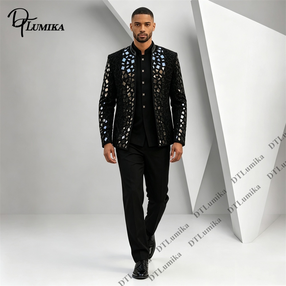 ชุดสูทผู้ชายสีดำคอจีน ประดับกร - Men'S Formal Wear For Office บทวิจารณ์และราคา