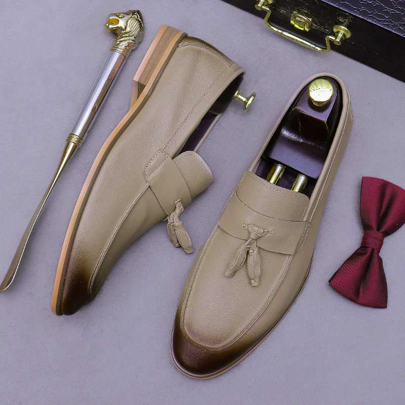 รองเท้าหนังแท้ผู้ชายแบบมีพู่ห้ - Men Formal Wear Dress บทวิจารณ์และราคา