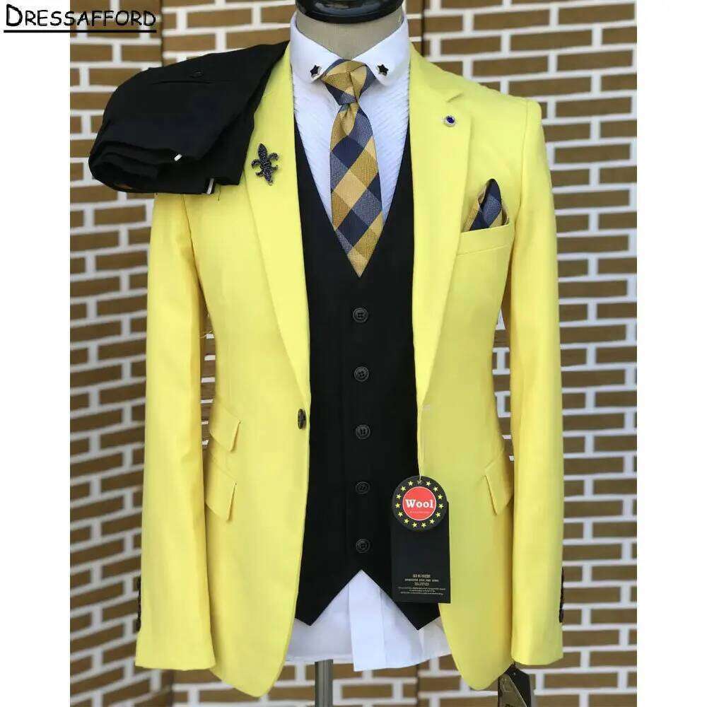 ชุดสูทผู้ชายสีเหลืองสุดหรูสำหร - Formal Wear For Men Yellow บทวิจารณ์และราคา